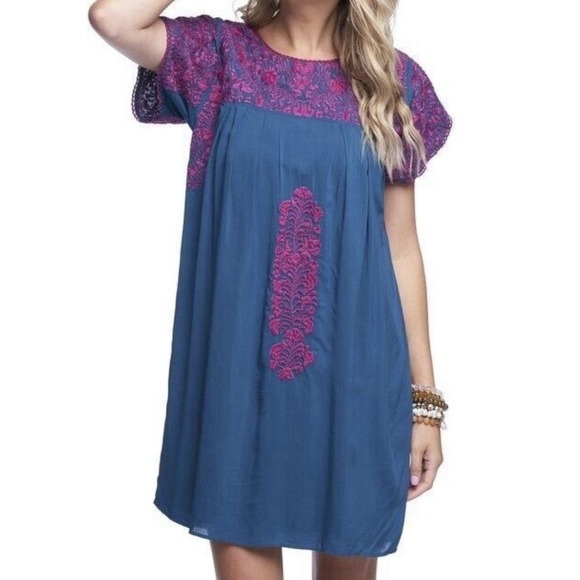 BuddyLove Embroidered Boho‎ Hippie Summer Pixie Tunic Dress - Carolina - Picture 1 of 14